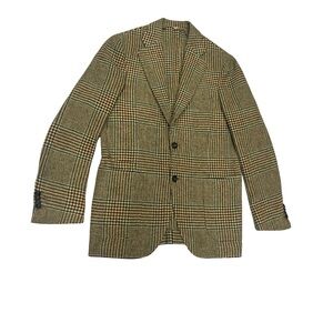 Drake’s Wool Houndstooth Plaid Blazer Sports Coat Jacket Sz 48 Made In Italy